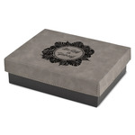 Tropical Leaves Border Small Gift Box w/ Engraved Leather Lid (Personalized)