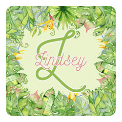 Tropical Leaves Border Square Decal - Large (Personalized)