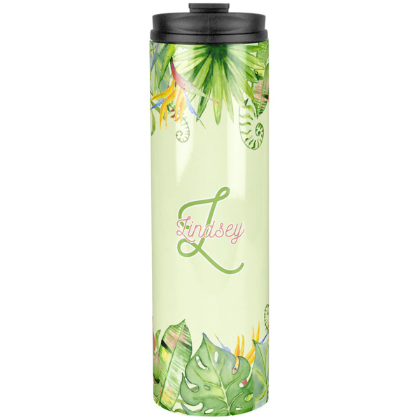 Custom Tropical Leaves Border Stainless Steel Skinny Tumbler - 20 oz (Personalized)