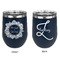 Tropical Leaves Border Stainless Wine Tumblers - Navy - Double Sided - Approval