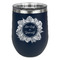 Tropical Leaves Border Stainless Wine Tumblers - Navy - Double Sided - Front