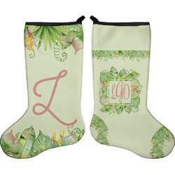 Tropical Leaves Border Holiday Stocking - Double-Sided - Neoprene (Personalized)