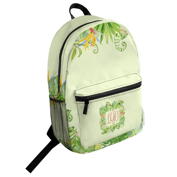 Custom Tropical Leaves Border Student Backpack (Personalized)