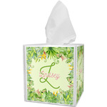 Tropical Leaves Border Tissue Box Cover (Personalized)