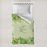 Tropical Leaves Border Toddler Duvet Cover w/ Name and Initial