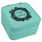 Tropical Leaves Border Travel Jewelry Boxes - Leatherette - Teal - Angled View