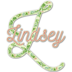 Tropical Leaves Border Name & Initial Decal - Up to 12"x12" (Personalized)