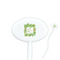 Tropical Leaves Border White Plastic 7" Stir Stick - Oval - Closeup