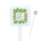 Tropical Leaves Border White Plastic Stir Stick - Square - Closeup