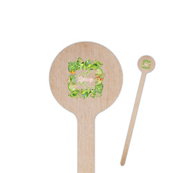 Tropical Leaves Border 6" Round Wooden Stir Sticks - Single Sided (Personalized)