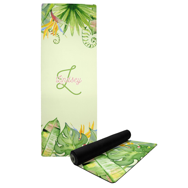 Custom Tropical Leaves Border Yoga Mat (Personalized)