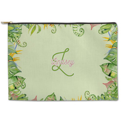 Tropical Leaves Border Zipper Pouch (Personalized)