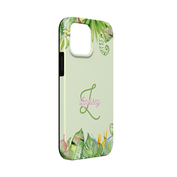 Custom Tropical Leaves Border iPhone Case - Rubber Lined - iPhone 13 Mini (Personalized)