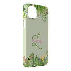 Tropical Leaves Border iPhone Case - Plastic - iPhone 14 Plus (Personalized)