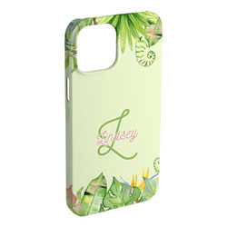 Tropical Leaves Border iPhone Case - Plastic - iPhone 15 Plus (Personalized)