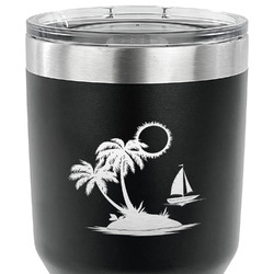 Tropical Sunset 30 oz Stainless Steel Tumbler - Black - Double Sided (Personalized)