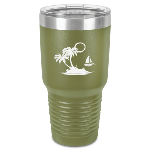 Custom Tropical Sunset 30 oz Stainless Steel Tumbler - Olive - Single-Sided