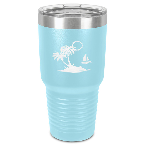 Custom Tropical Sunset 30 oz Stainless Steel Tumbler - Teal - Single-Sided