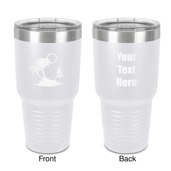 Custom Tropical Sunset 30 oz Stainless Steel Tumbler - White - Double-Sided (Personalized)