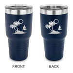 Tropical Sunset 30 oz Stainless Steel Tumbler - Navy - Double Sided (Personalized)