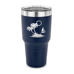 Tropical Sunset 30 oz Stainless Steel Tumbler - Navy - Single Sided