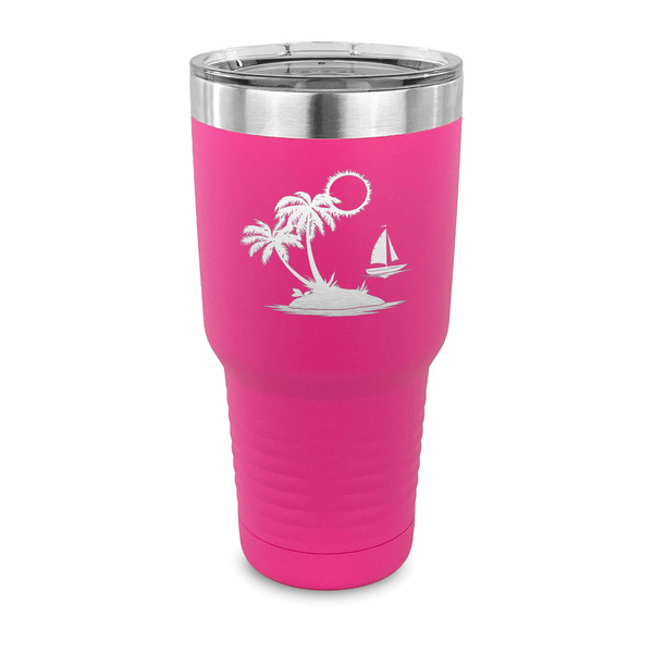 Custom Tropical Sunset 30 oz Stainless Steel Tumbler - Pink - Single Sided