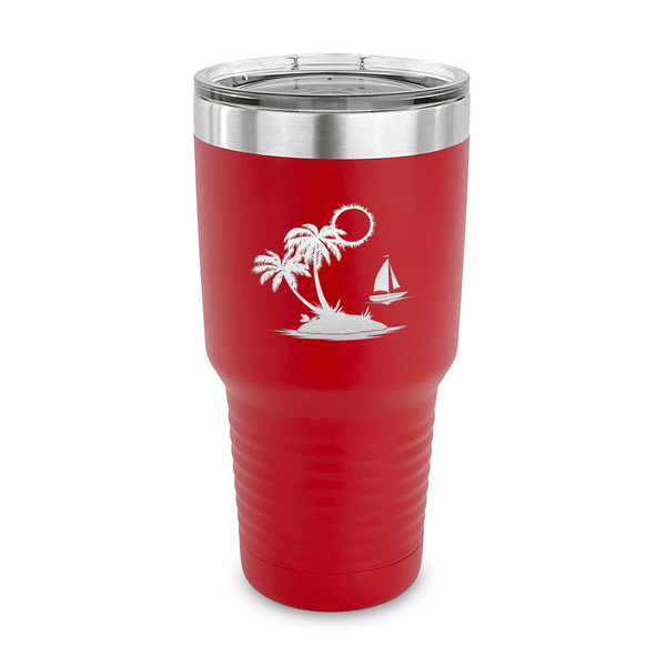 Custom Tropical Sunset 30 oz Stainless Steel Tumbler - Red - Single Sided