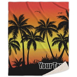 Tropical Sunset Sherpa Throw Blanket - 50"x60" (Personalized)
