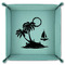 Tropical Sunset 9" x 9" Teal Leatherette Snap Up Tray - FOLDED