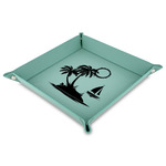 Tropical Sunset Faux Leather Dice Tray - 9" x 9"  - Teal