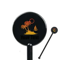 Tropical Sunset 5.5" Round Plastic Stir Sticks - Black - Double Sided (Personalized)