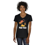 Tropical Sunset Women's V-Neck T-Shirt - Black - Medium (Personalized)