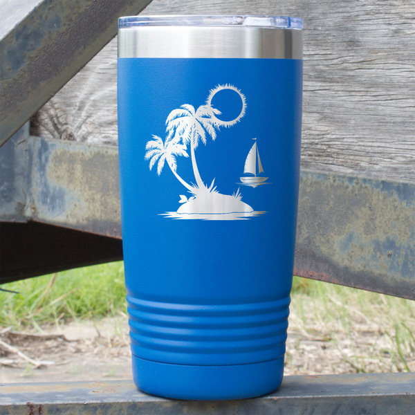 Custom Tropical Sunset 20 oz Stainless Steel Tumbler - Royal Blue - Single Sided