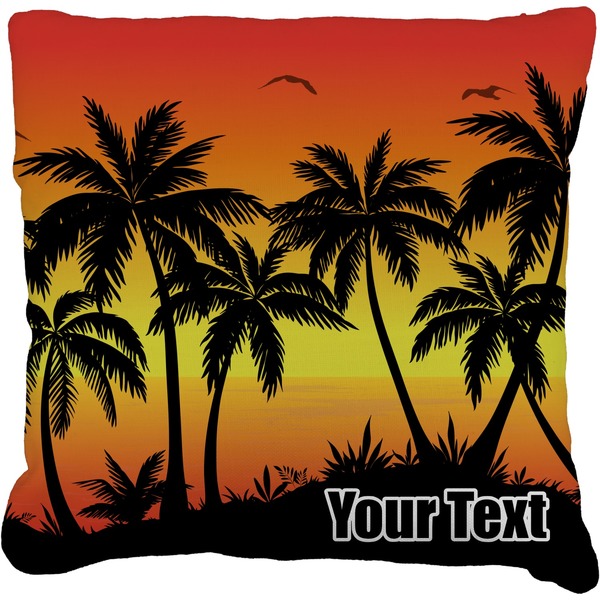 Custom Tropical Sunset Faux-Linen Throw Pillow 16" (Personalized)