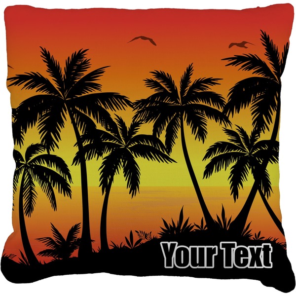 Custom Tropical Sunset Faux-Linen Throw Pillow 18" (Personalized)