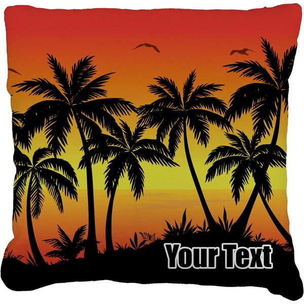 Custom Tropical Sunset Faux-Linen Throw Pillow 26" (Personalized)