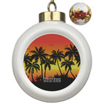 Tropical Sunset Ceramic Ball Ornaments - Poinsettia Garland (Personalized)