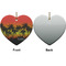 Tropical Sunset Ceramic Flat Ornament - Heart Front & Back (APPROVAL)