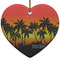 Tropical Sunset Ceramic Flat Ornament - Heart (Front)