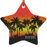 Tropical Sunset Star Ceramic Ornament w/ Name or Text