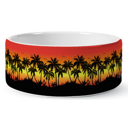 Tropical Sunset Ceramic Dog Bowl - Large (Personalized)