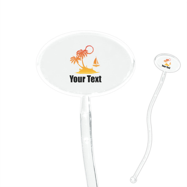 Custom Tropical Sunset 7" Oval Plastic Stir Sticks - Clear (Personalized)