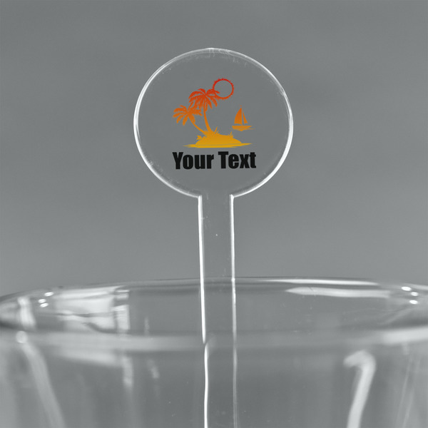 Custom Tropical Sunset 7" Round Plastic Stir Sticks - Clear (Personalized)