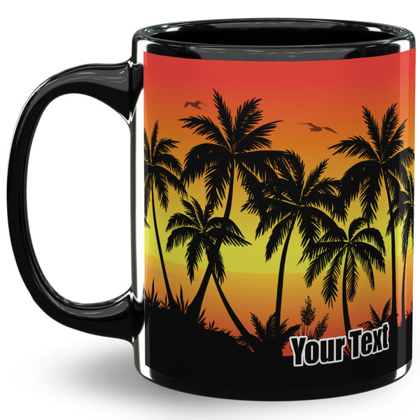 Custom Tropical Sunset 11 Oz Coffee Mug - Black (Personalized)