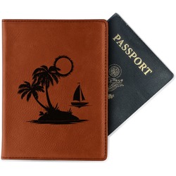 Tropical Sunset Passport Holder - Faux Leather - Double Sided (Personalized)
