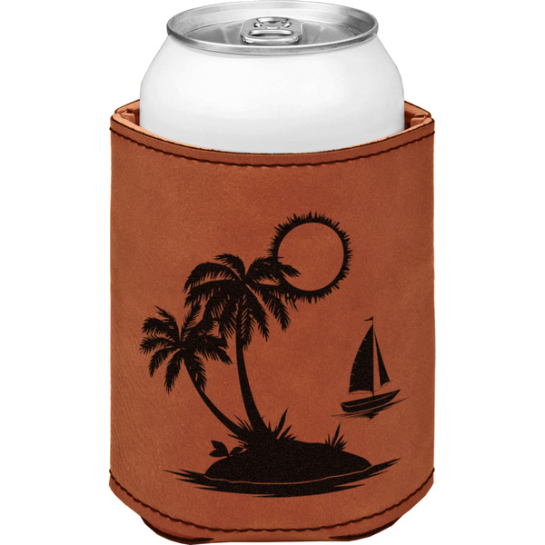 Custom Tropical Sunset Leatherette Can Sleeve - Single Sided