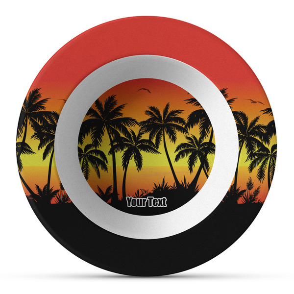 Custom Tropical Sunset Plastic Bowl - Microwave Safe - Composite Polymer (Personalized)