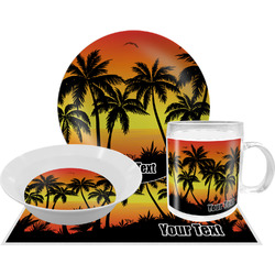 Tropical Sunset Dinner Set - Single 4 Pc Setting w/ Name or Text