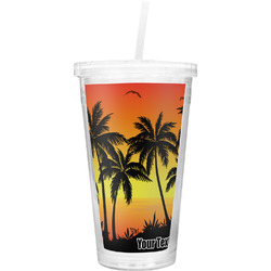 Tropical Sunset Double Wall Tumbler with Straw (Personalized)