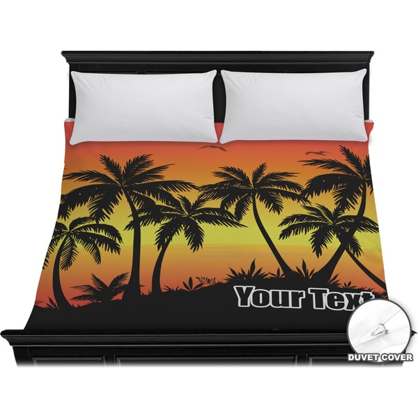 Custom Tropical Sunset Duvet Cover - King (Personalized)